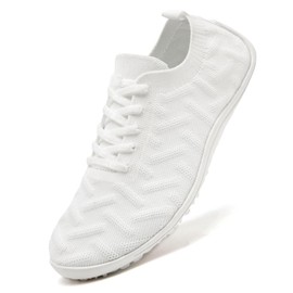 XKOWUO Womens Barefoot Shoes Walking Runing Slip On Shoes Zero Drop Footwear Yoga Gym Sneakers Lightweight Breathable Minimalist Trainers White US Size 8.5