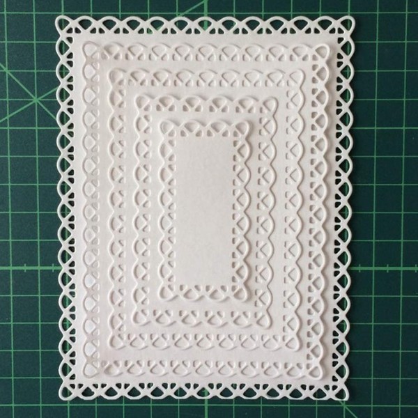 Lace Rectangle Frame Metal Cutting Dies DIY Scrapbooking Album Embossing Stencil Paper Cards Craft Making Decor Silver