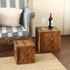 COLLECTIVE HOME - Wood Storage Ottoman, Rustic Storage Stool, 2