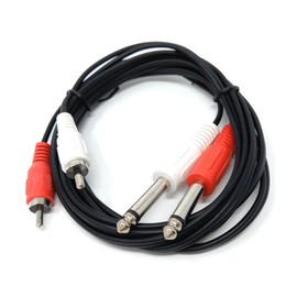 DRUT 2m Twin 6.35mm MONO Jack Plugs to 2 x RCA Phono Plugs OFC Audio Cable Male to Male Lead (6.5ft)