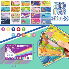 Teling 500 Pcs Behavior Punch Cards with Hole Puncher for Classroom Kids Behavior Reward Loyalty Card Incentive Punch Card for School Teachers Students Business 3.5 x 2 Inch, 20 Styles(Vibrant Style)