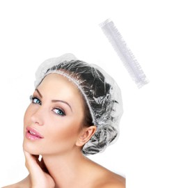 100 pieces - Disposable plastic clear shower cap Unisex, multi-purpose shower cap, bathroom shower, women's beauty or cooking, men's hair cap, travel, plastic clear hair cap
