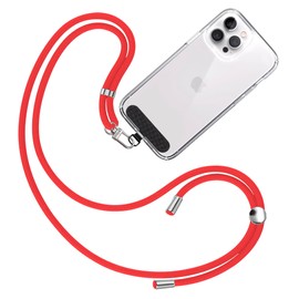 TBOC Cell Phone Lanyard [Red] - Comfortable Universal Smartphone Lanyard - Easy to Use Neck Phone Holder [Black Tether Tab] - Adjustable Length Phone Strap Crossbody - Fits Most Mobile Phones