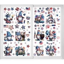 12 Sheets Big Size 4th of July Window Clings Patriotic Window Decorations Double-Sided Window Stickers for Veterans Day Independence Day Window Decals Window Sticker Home School Office Party Supplies