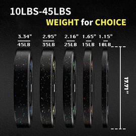 2-Inch Bumper Plates Set, 10-45 Lbs Rubber Weight Plates,Strength Training Weights Plates for Weight Lifting (Black 15lbs pairs)