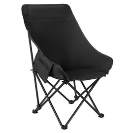 HI SUYI High Back Moon Camping Chairs Portable Large Heavy Duty Folding Saucer Lounge Chair with Side Storage Pocket Head Padded, Supports up to 400lbs