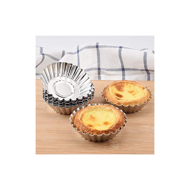 KDDOM 10 Pcs Stainless Steel Mini Tart/Pie Pans Reusable Tartlet