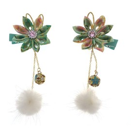 MIAO WU-par de pinzas para el cabello clásicas, pompón floral, borla, pinza para el cabello, pasador para el cabello vintage, pasador para el cabello Hanfu, accesorios para el cabello para mujeres, ni