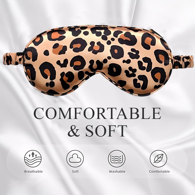 Pack of 2 Mulberry Silk Sleeping Mask, Leopard Silk Sleep