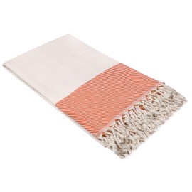 leevitex® Premium Rhodes Beach Towel, Hammam Towel, Peshtemal, Sauna Towel, Bath Towel, Yoga, Extra Soft, 100% Natural Turkish Cotton, XXL Size (100 x 180 cm XXL, Orange)