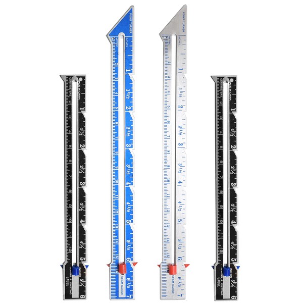 Sewing Gauge Ruler with Sliding Marker Set, SKZIRI 4PCS Metal