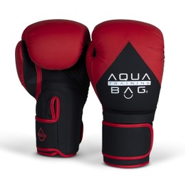 Aqua Training Bag 12 oz. Red/Black Flow Boxing Glove with Synthetic Leather Material, Pre-Curved Natural Fit, Moisture-Wicking Lining, Mesh Palms - 2020329697