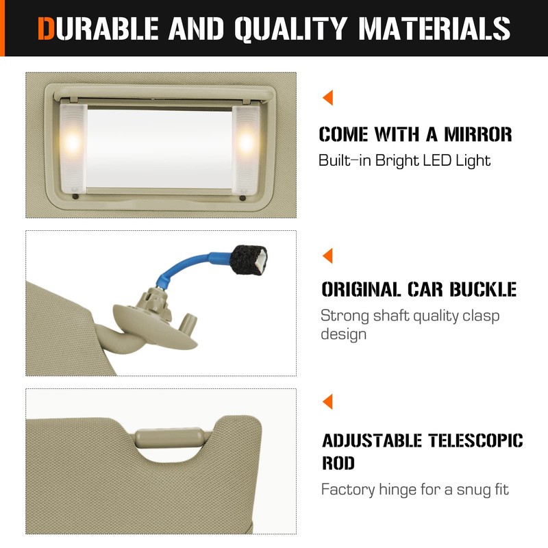 Sun Visor with Light for Honda Accord 2008-2017, Left Driver