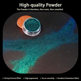 Allstarry Chameleon Chrome Nail Powder, Color-Shift Nail Powder Pigment Glitter Dust Magic Chameleon Mirror Effect Aurora Chrome Effect for Gel Polish Nail Art Decoration-Cyanobacteria