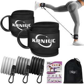 Ankle Exercise Bands Set with Cuffs - Adjustable Heavy Duty Resistance Levels for Leg Lifts, for Home & Gym, Includes Portable Storage Bag