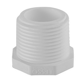 Lesso America 450 Series PVC Pipe Fitting - Plug - Schedule 40 (White) - 1-1/4" (MIPT) / High-Flow Capacity/Plumbing, Irrigation, Pool, Spa/NSF Certified/Construction Grade (450-012)