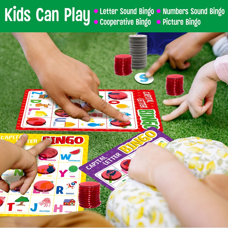SpriteGru Alphabet Bingo Game, ABC & 123 Bingo Board Game
