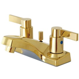 Kingston Brass KB8102NDL 3-5/8-Inch in Spout Reach NuvoFusion 4-Inch Centerset Lavatory Faucet with Brass Pop-Up, Polished Brass