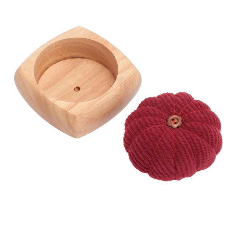 Pin Cushion Kit Cute Pumpkin Shape Pin Cushion Wooden Base
