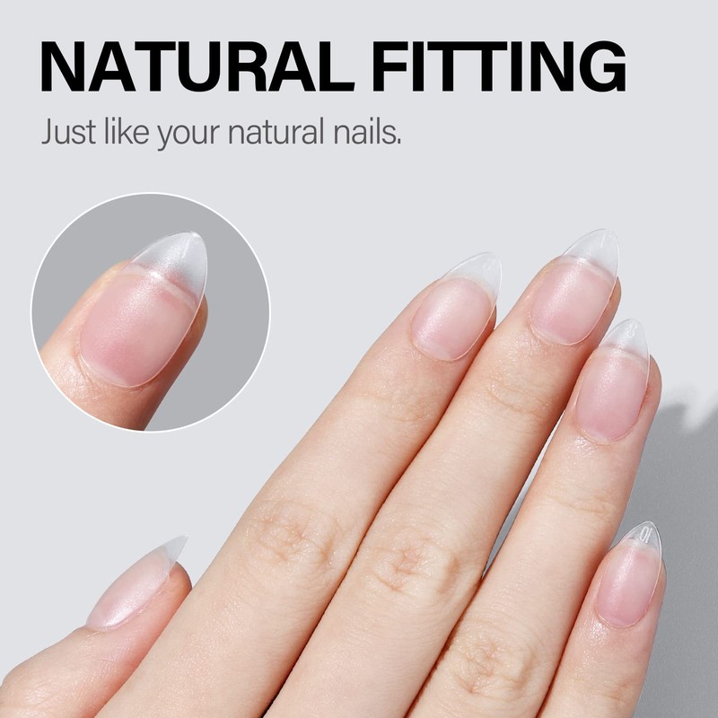 AILLSA Short Almond Nail Tips - 240 PCS Upgraded Matte