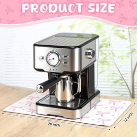 Maxdot Pink Bow Dish Drying Mat Kitchen Counter Coquette Coffee Mat Absorbent Drainer Mats with Anti Slip Rubber Backed for Coffee Maker Coffee Pot Dining Room Decoration