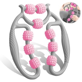 HYran Massage Roller, Massage Roller Legs, Massage Roller with Handle Leg, Massage Roller (Grey Pink)