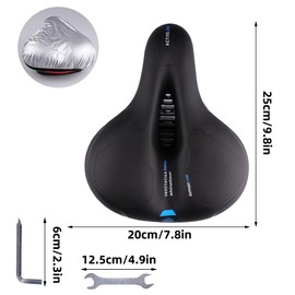 Oupados Comfortable Ergonomic Bicycle Saddle Gel Saddle Men's Women's Wide Bicycle Seat Soft Memory Shock Absorbing, Foam Padded, with Waterproof Cover 26 * 21cm Breathable Waterproof