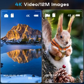 2.4" Binoculars Goggles for Adults and Kids: 32GB Infrared Binocular with 12X Zoom, Waterproof, Low Light Vision for Bird Watching, Hiking, Hunting, Travel, Sightseeing