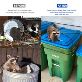 Laowu 4 Pack Trash Can Locks for Animals, Double Lock Garbage Can Lock Bungee Cord, Bear Deterrent Animal Proof Trash Can Straps Keep Raccoons Out of Garbage, 30-50 Gallon TrashCan Lid Lock