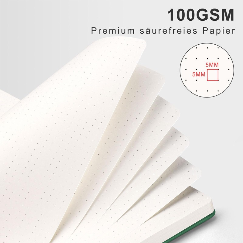 RETTACY Notebook A5 Dotted, Bullet Dot Journal with 100 g/m²