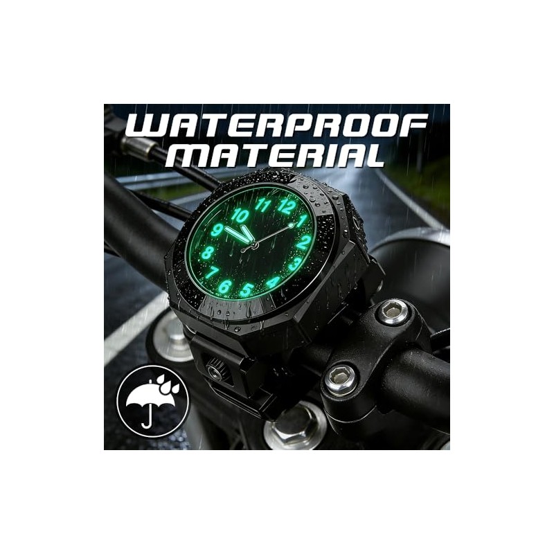 Motorcycle Watch Handlebar, Bicycle Watch for Handlebars with Light Function,