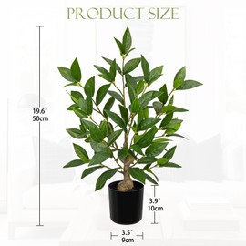 Briful Fake Plants 19.6'' Tall Artificial Plants Indoor Decor, Faux Bay Laurel Plants in Black Pot, Floor Plant Houseplant for Home Farmhouse Outdoor Patio Porch Decorations