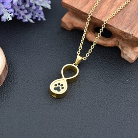 YOIEU Infinity Love Pet Cremation Jewelry for Ashes Dog/Cat Paw Print Keepsake Jewellery Dog Cremation Ashes Necklace Memorial Urn Necklace Pendant (Gold)
