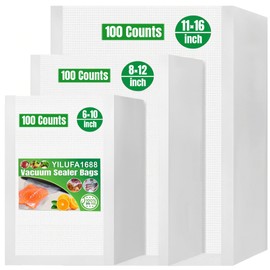 300 Pcs Vacuum Sealer Bags for Food Saver Freezer Bags 6"x10", 8"x12", 11"x16" Pre Cut Food Storage Commercial Grade Vacuum Seal Sous Vide Cooking Bags Airtight Heavy Duty BPA Free