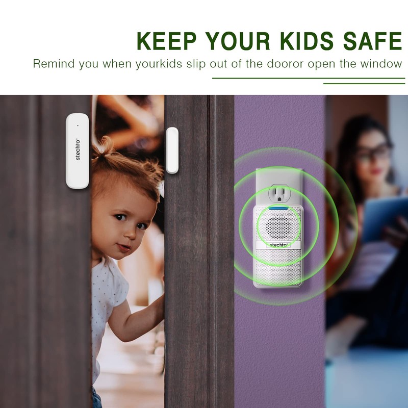Door Chime,Wireless 600Ft Range 5 Adjustable Volume 1 Magnetic Door