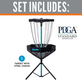 Franklin Sports Disc Golf Baskets - Portable Disc Golf Target with Chains Included - Disc Golf Basket Stand Equipment for Hole + Course Creation - PDGA Approved Black