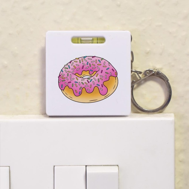 'Pink Sprinkle Doughnut' Keyring Tape Measure/Spirit Level Tool (KM00042005)