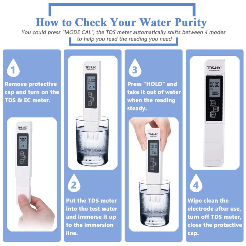 Mesee TDS EC Tester Meter, 3-in-1 Professional Water Quality Test