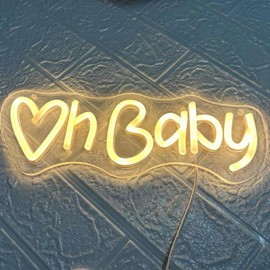 Oh Baby Neon Sign, Warm White Neon Light USB Powered LED Neon Light For Wall Art, Nice LED Neon Night Signs For Bedroom, Warm White Signs For Wall, Office Decor, Party, Gift For Girls (C)