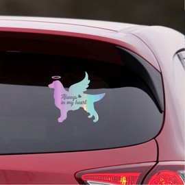 NBFU Golden Retriever Memorial Golden Retriever Angel Wings (Holographic Opal Purple) (Set Of 2) Premium Waterproof Vinyl Decal Stickers Laptop Phone Car Window Bumper Mug Tuber Cup Door Wall