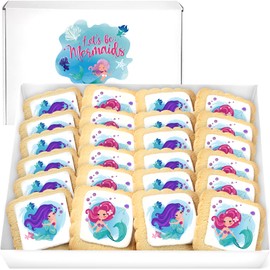 Mermaid Party Favors Cookies | 24 pack INDIVIDUALLY WRAPPED | Themed Birthday Candy | Treats Dessert Table Sweets
