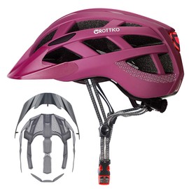 Adult-Men-Women Bike Helmet with Light - Mountain Road Bicycle Helmet with Replacement Pads & Detachable Visor