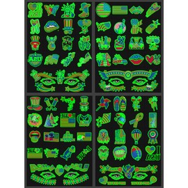 4th of July Temporary Tattoos Decorations, 68Pcs Fourth of July Accessories Luminous Independence Day Decorations Individual America USA Flag Patriotic Glow in the Dark Tattoos Stickers