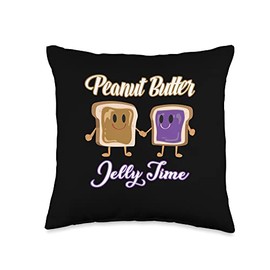 PBJ Jif Peanut Butter Peanut Butter Jelly Time BFF Love Match Perfect Throw Pillow, 16x16, Multicolor