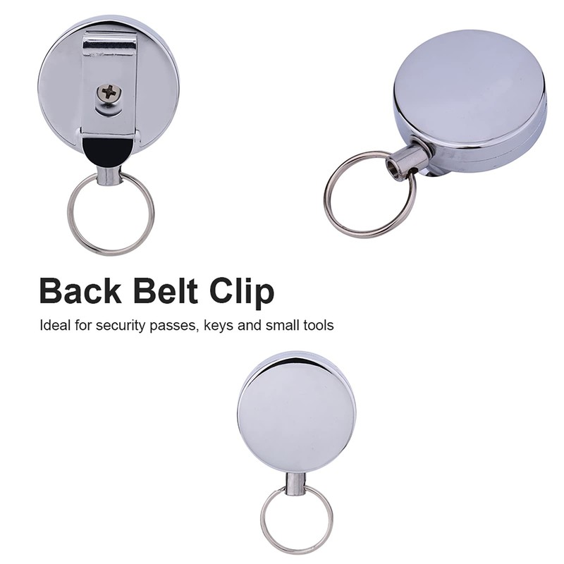 Retractable Key Ring Belt Chain, 60cm 23.6in Pull Key Ring