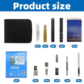 39 Pcs Drawing Pencil Kit, Sketching Graphite & Charcoal Pencils with Zippered Carrying Bag, Sketch Kit for Drawing,Art Supplies for Adults, Artists, Beginners