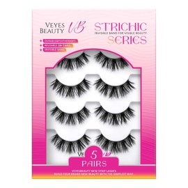 VEYESBEAUTY Bayes Beauty False Eyelashes Wispy Lightweight Natural Look Fluffy 3D Layered Volume Mink Thin and Invisible Band Bold Bloom Comfortable and Reusable 5 Pairs / 베예스뷰티 인조 속눈썹 위스피 경량 내추럴 룩 플러피 3D 레이어드 볼륨 밍크 얇고 보이지 않는 밴드 볼드블룸 편안하고 재사용 가능한 5쌍 5 pa
