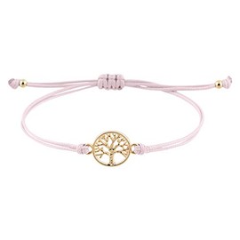 StarAppeal Tree of Life Friendship Bracelet, Tree of Life Bracelet with Beads in Silver and Gold, Adjustable Size, Girls’, Women's Bracelet, Handmade, Base Metal, Pink-gold