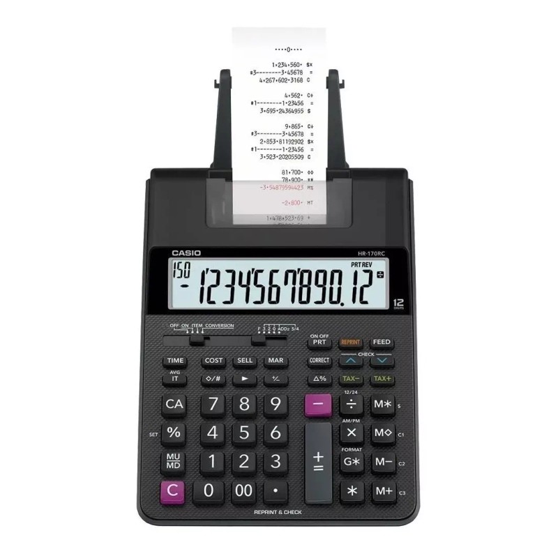 Casio Sumadora Casio Hr-170rc Escritorio Negra Mas Dos Rollos