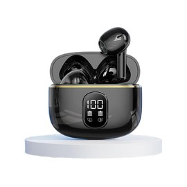 Wireless Earphone, In-ear Design Earphone with LED Display, Noise Cancelling Headphone with Mic for Sports Gaming - Color: Black, Specification: one-size